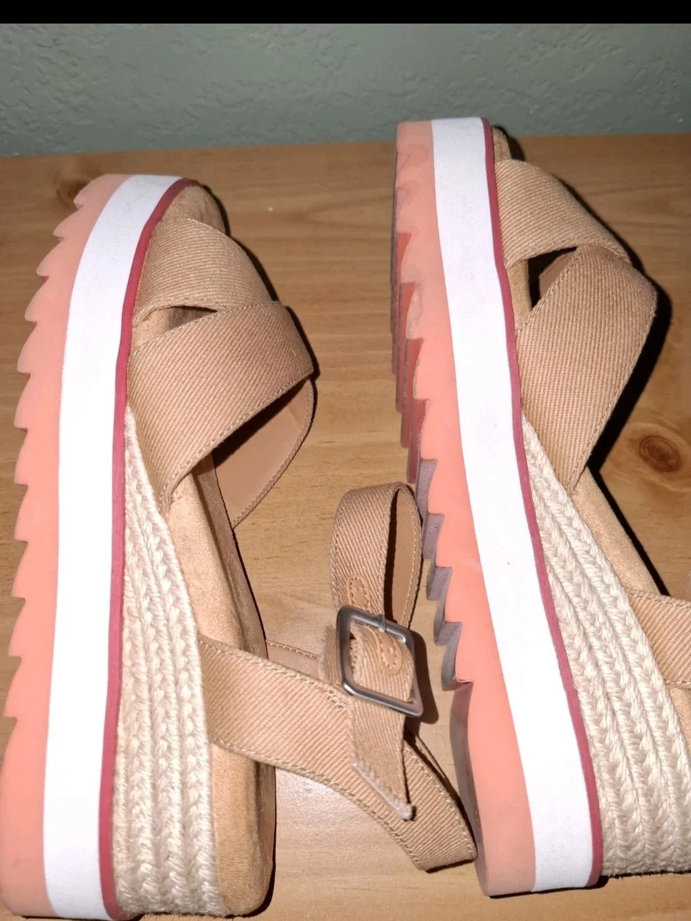 Chelsea & Violet Blush and Pink Platform Wedge Sandals